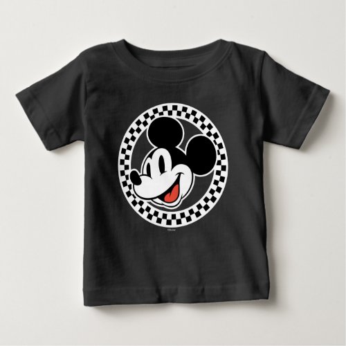 Classic Retro Mickey Mouse Checkered Baby T_Shirt