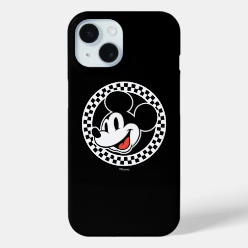 Classic Retro Mickey Mouse Checkered iPhone 15 Case