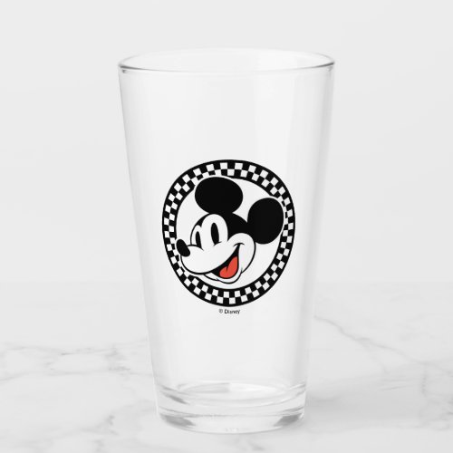 Classic Retro Mickey Mouse Checkered Glass