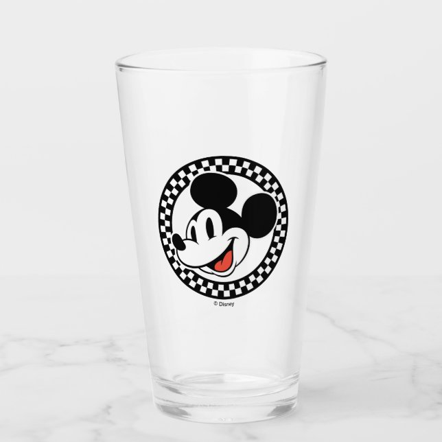 Classic Retro Mickey Mouse Checkered Glass (Front)