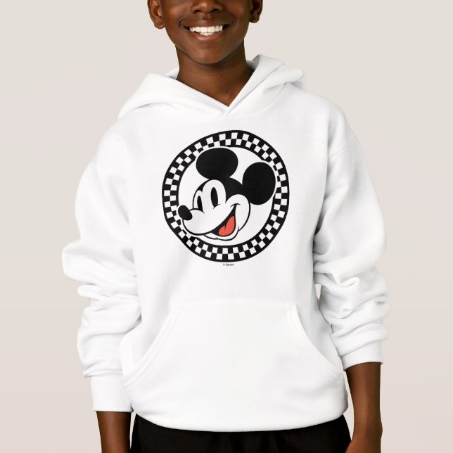 Classic Retro Mickey Mouse Checkered Hoodie (Front)