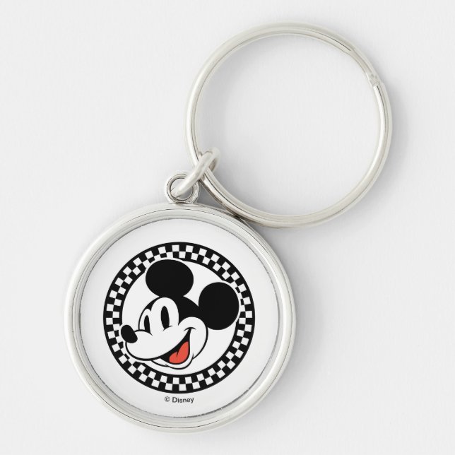 Classic Retro Mickey Mouse Checkered Keychain (Front)