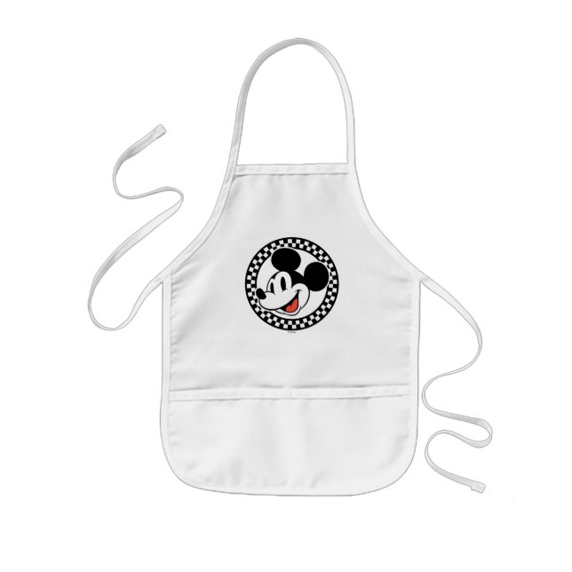 Classic Retro Mickey Mouse Checkered Kids' Apron (Front)