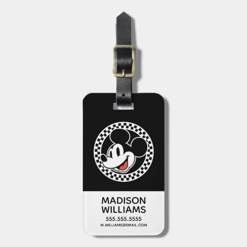 Classic Retro Mickey Mouse Checkered Luggage Tag