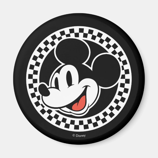 Classic Retro Mickey Mouse Checkered Magnet (Front)
