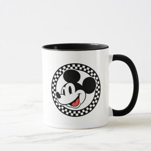 Classic Retro Mickey Mouse Checkered Mug
