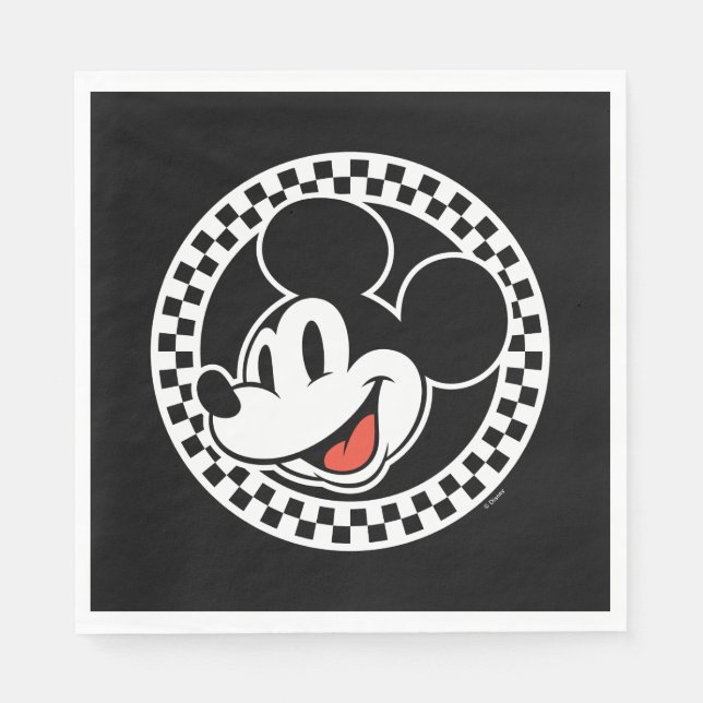 Classic Retro Mickey Mouse Checkered Napkins (Front)