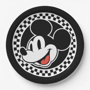 Classic Retro Mickey Mouse Checkered Paper Plates