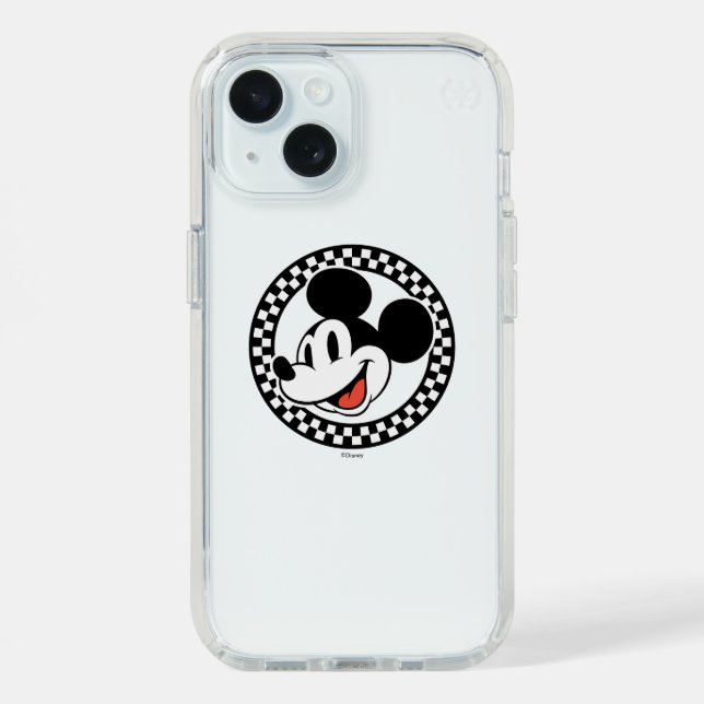 Classic Retro Mickey Mouse Checkered Speck iPhone Case (Front (Blue))
