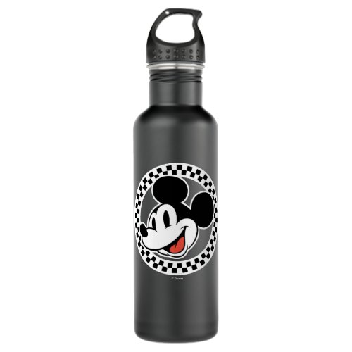 Classic Retro Mickey Mouse Checkered Stainless Steel Water Bottle