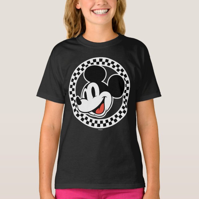 Classic Retro Mickey Mouse Checkered T-Shirt (Front)