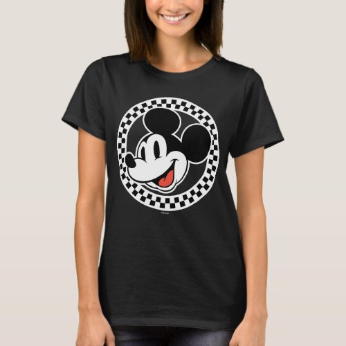 Classic Retro Mickey Mouse Checkered T_Shirt