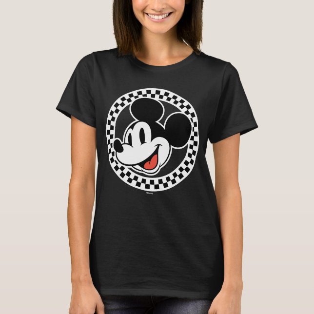Classic Retro Mickey Mouse Checkered T-Shirt (Front)