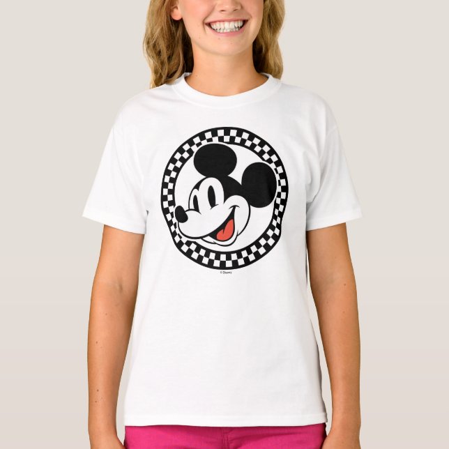 Classic Retro Mickey Mouse Checkered T-Shirt (Front)