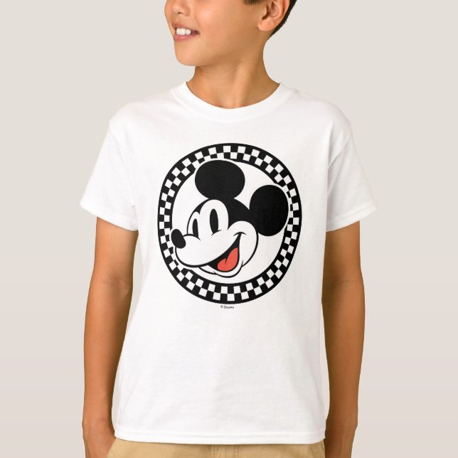 Classic Retro Mickey Mouse Checkered T-Shirt (Front)