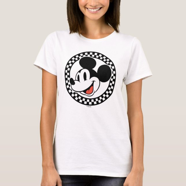Classic Retro Mickey Mouse Checkered T-Shirt (Front)
