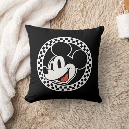 Classic Retro Mickey Mouse Checkered Throw Pillow