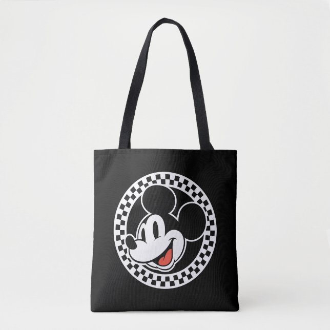 Classic Retro Mickey Mouse Checkered Tote Bag (Front)