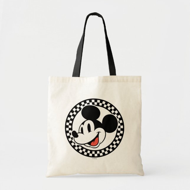 Classic Retro Mickey Mouse Checkered Tote Bag (Front)