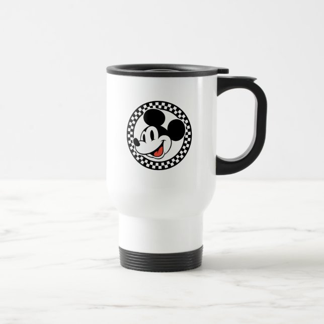 Classic Retro Mickey Mouse Checkered Travel Mug (Right)