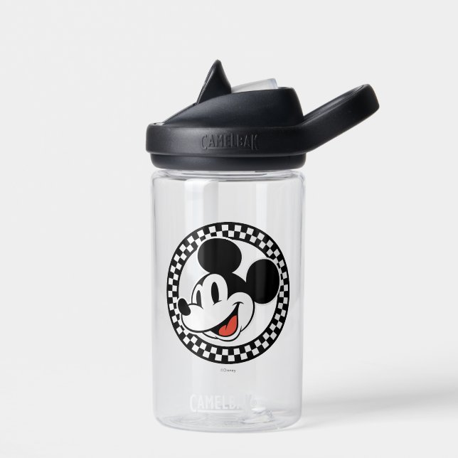 Classic Retro Mickey Mouse Checkered Water Bottle (Left)