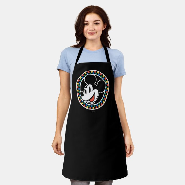 Classic Retro Mickey Mouse Colorful Checkered Apron (Worn)