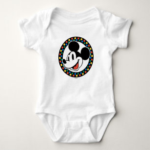 Classic Retro Mickey Mouse Colorful Checkered Baby Bodysuit