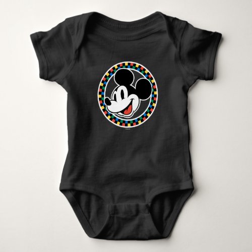 Classic Retro Mickey Mouse Colorful Checkered Baby Bodysuit