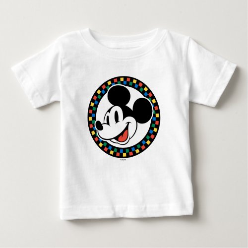 Classic Retro Mickey Mouse Colorful Checkered Baby T_Shirt