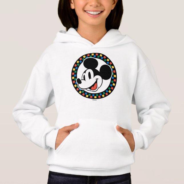 Classic Retro Mickey Mouse Colorful Checkered Hoodie (Front)