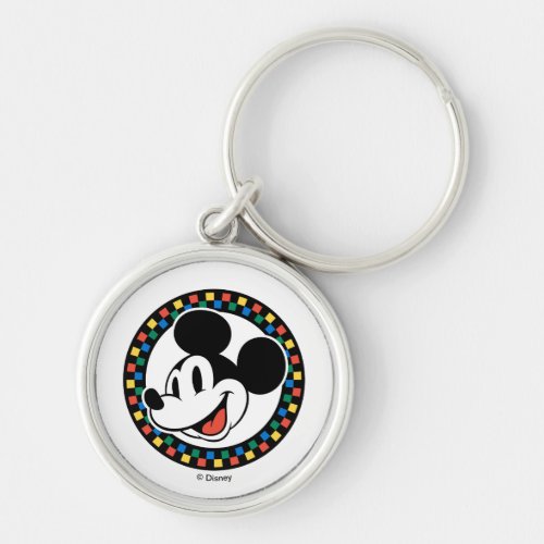 Classic Retro Mickey Mouse Colorful Checkered Keychain