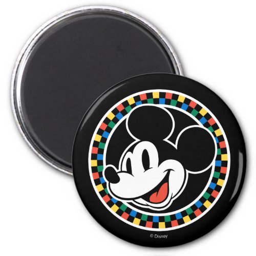 Classic Retro Mickey Mouse Colorful Checkered Magnet