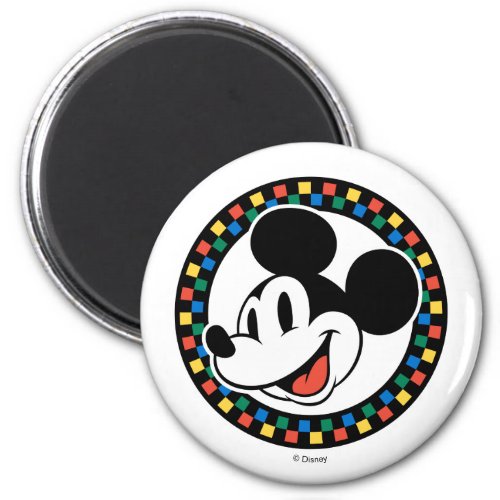 Classic Retro Mickey Mouse Colorful Checkered Magnet