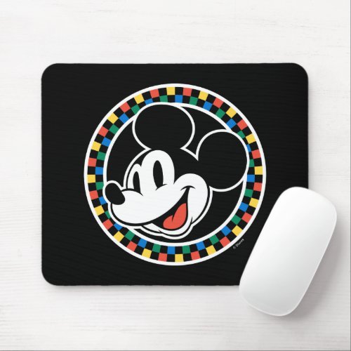 Classic Retro Mickey Mouse Colorful Checkered Mouse Pad