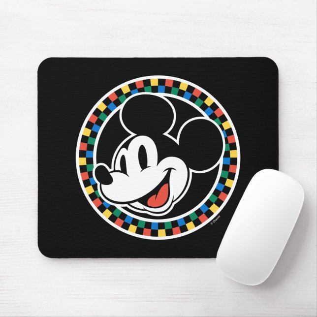 Classic Retro Mickey Mouse Colorful Checkered Mouse Pad (With Mouse)