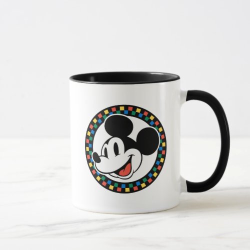 Classic Retro Mickey Mouse Colorful Checkered Mug