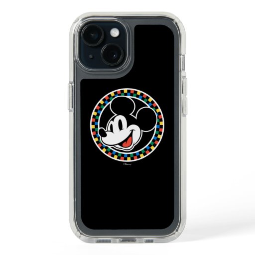 Classic Retro Mickey Mouse Colorful Checkered iPhone 15 Case