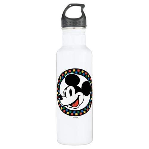 Classic Retro Mickey Mouse Colorful Checkered Stainless Steel Water Bottle
