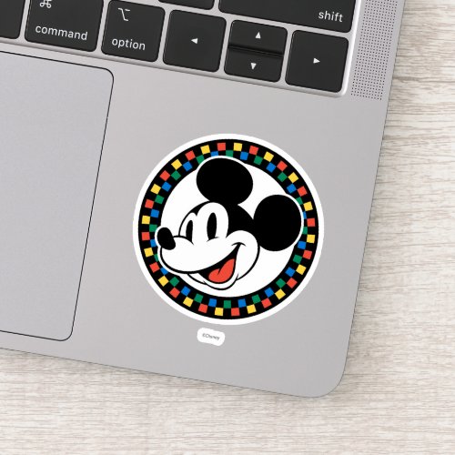Classic Retro Mickey Mouse Colorful Checkered Sticker