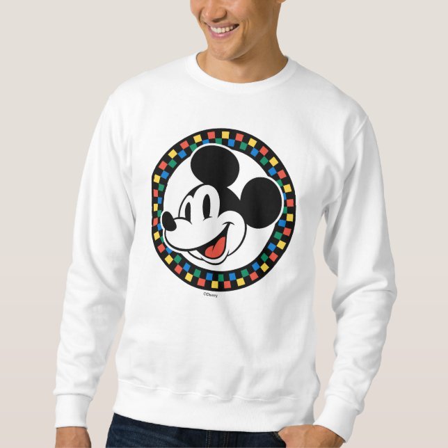 Classic Retro Mickey Mouse Colorful Checkered Sweatshirt (Front)