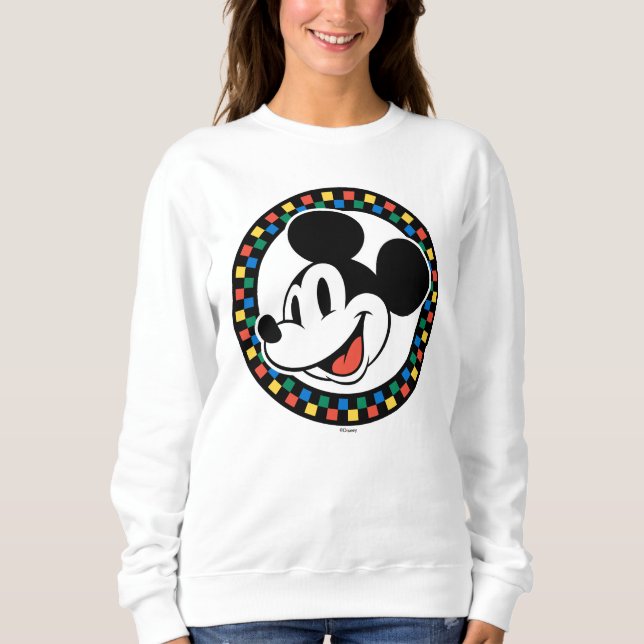 Classic Retro Mickey Mouse Colorful Checkered Sweatshirt (Front)