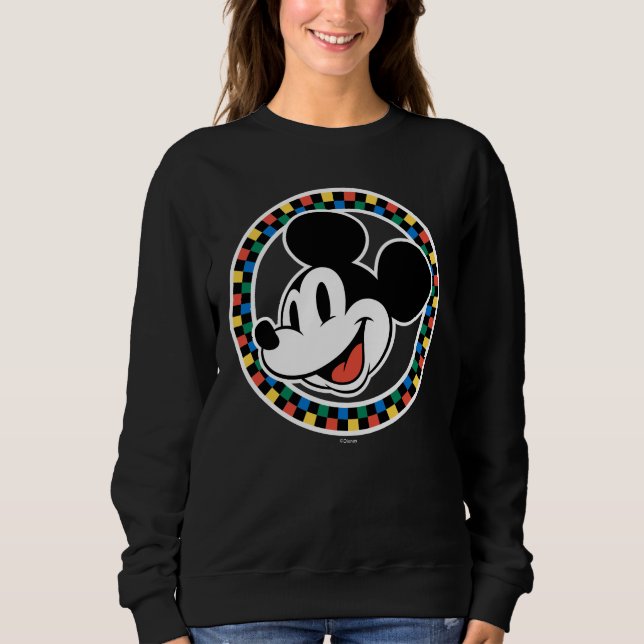Classic Retro Mickey Mouse Colorful Checkered Sweatshirt (Front)
