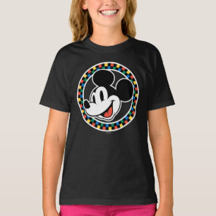 Classic Retro Mickey Mouse Colorful Checkered T-Shirt