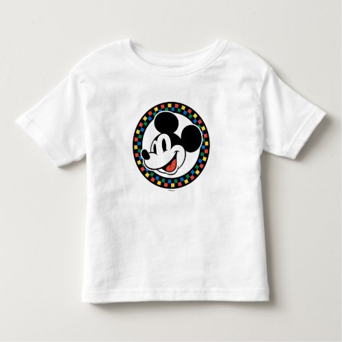 Classic Retro Mickey Mouse Colorful Checkered Toddler T_shirt