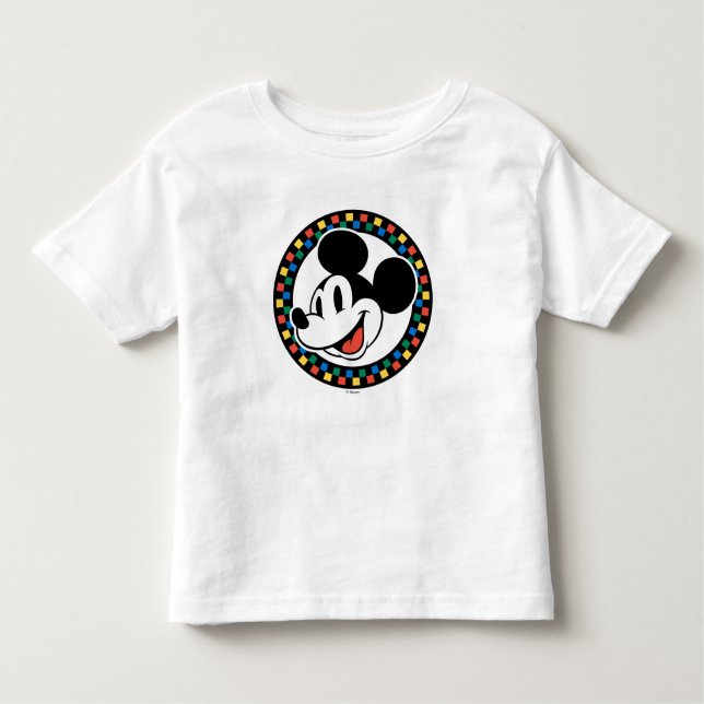 Classic Retro Mickey Mouse Colorful Checkered Toddler T-shirt (Front)