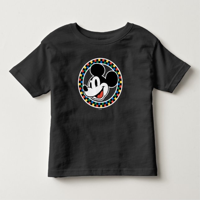 Classic Retro Mickey Mouse Colorful Checkered Toddler T-shirt (Front)