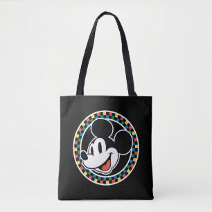 Classic Retro Mickey Mouse Colorful Checkered Tote Bag