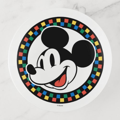 Classic Retro Mickey Mouse Colorful Checkered Trinket Tray