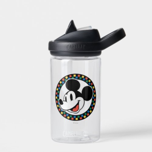 Classic Retro Mickey Mouse Colorful Checkered Water Bottle