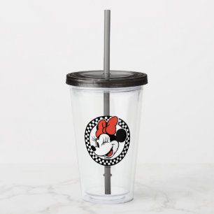 Classic Retro Minnie Mouse Checkered Acrylic Tumbler